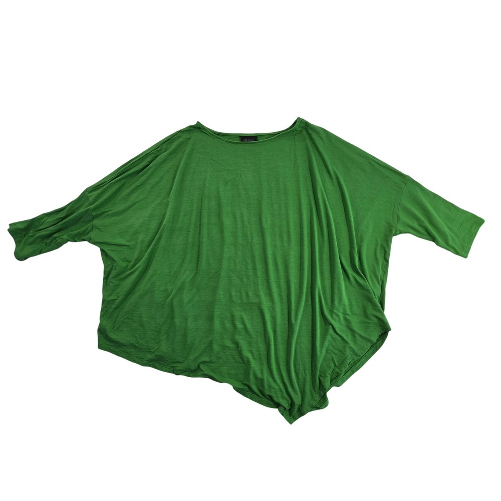J. Jill Wearever Green Asymmetrical Hem Oversized Knit Top Womens Large L Soft